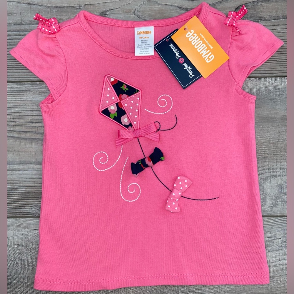 NWT Gymboree Playful Poppies Pink Navy Blue Bow Floral Summer Kite Top 18M 24M